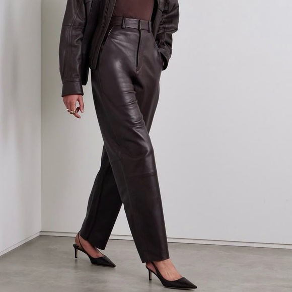 American Vintage Pants - Vintage Michel Ambers 100% genuine leather dark aubergine high-waisted pants. 💜